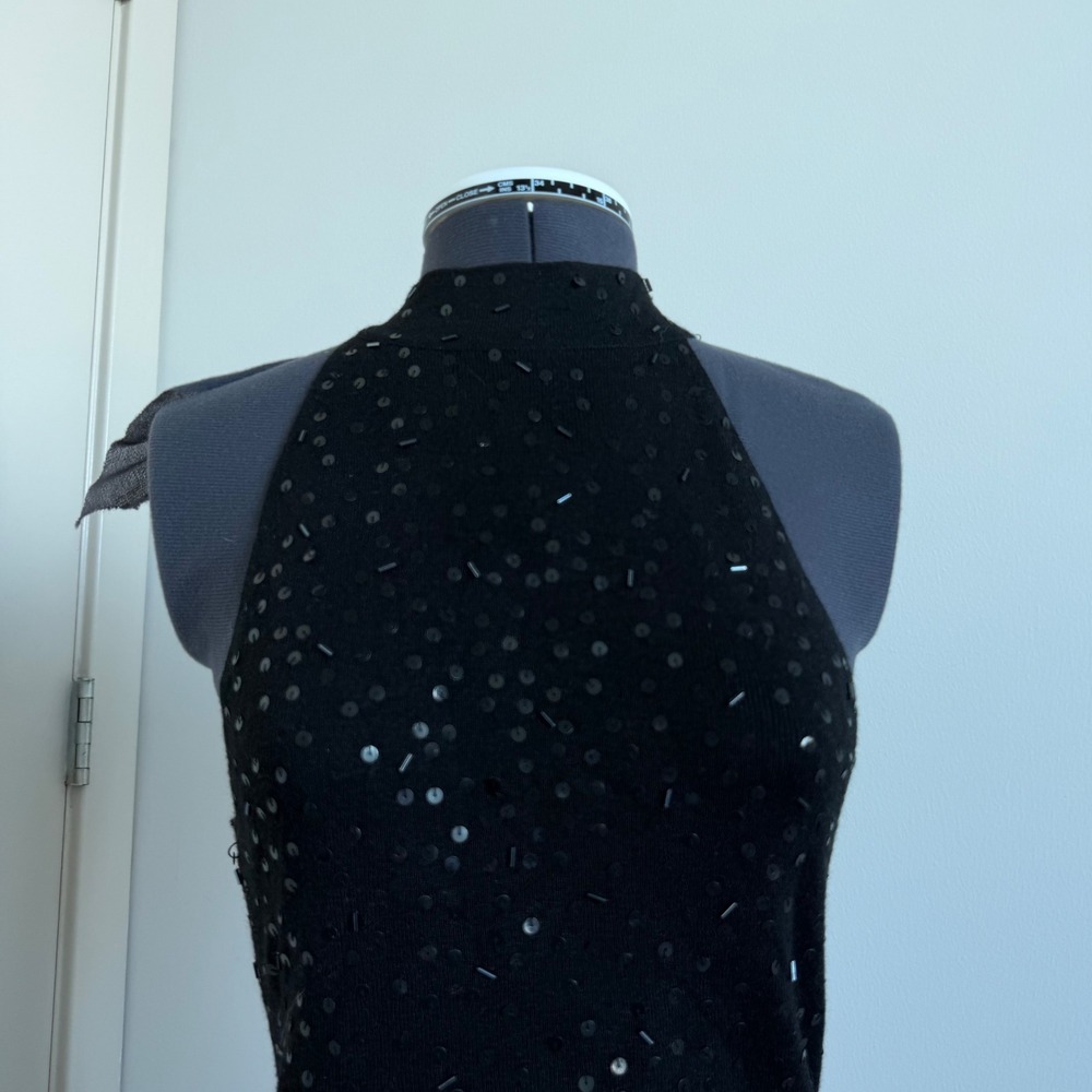 Vintage 90s Black Beaded Sequin‎ Sleeveless Top Size Medium